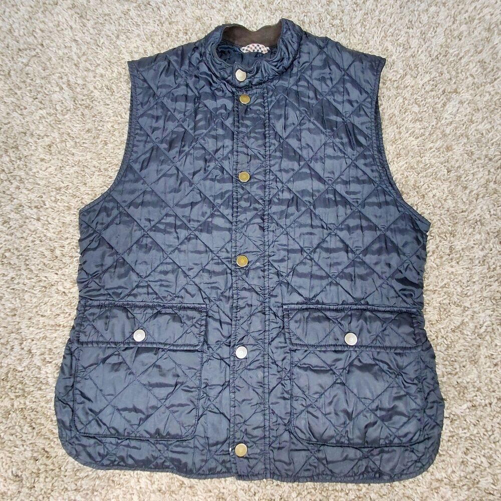 Allen Edmonds Quilted Vest Mens Medium Navy Blue Button Up Handcrafted